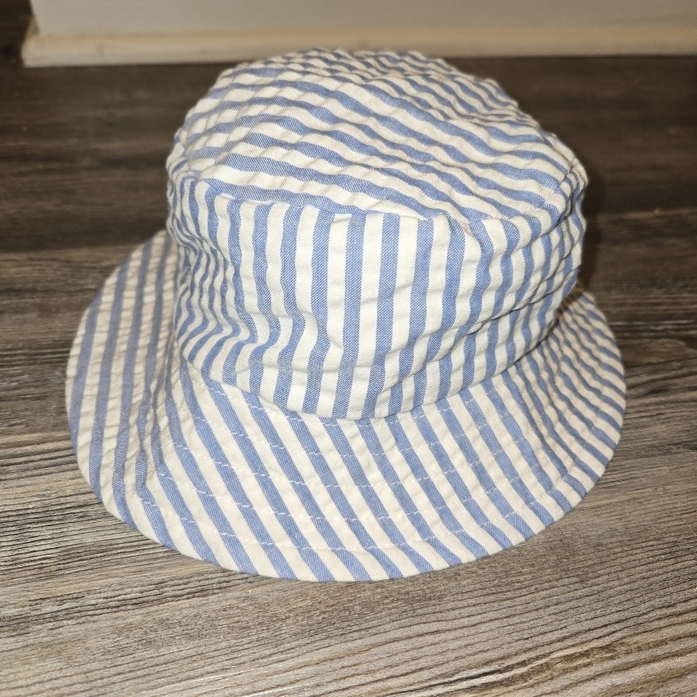 Striped Blue and White Kids Bucket Hat